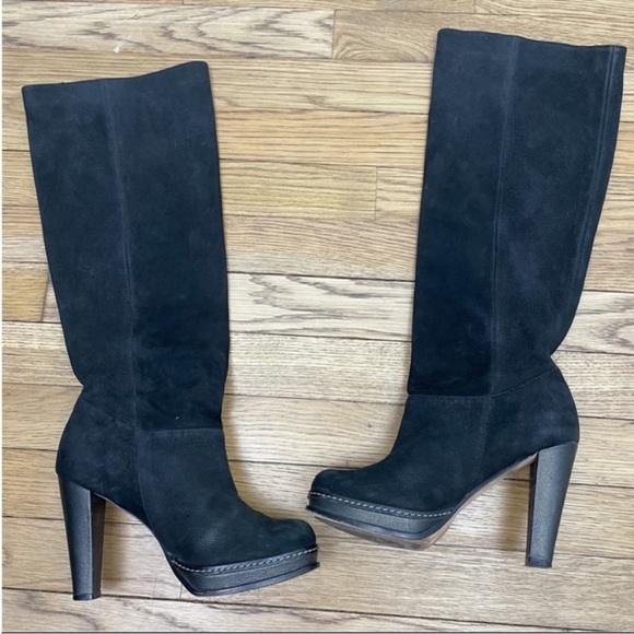 COLE HAAN X NIKE AIR Nola Slouch Knee Black Leather Heeled Boots Women’s Size 6 - Picture 6 of 8